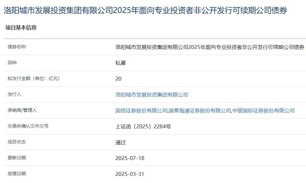 股民配资平台 洛阳城发集团拟发行20亿元可续期公司债，获上交所通过